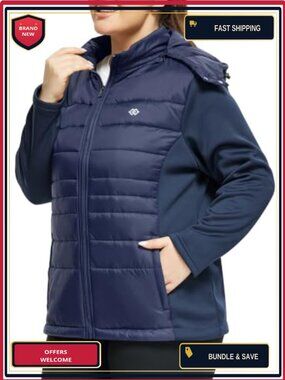 Plus Size Lightweight Puffer Jacket Fleece Lined Running Jacket